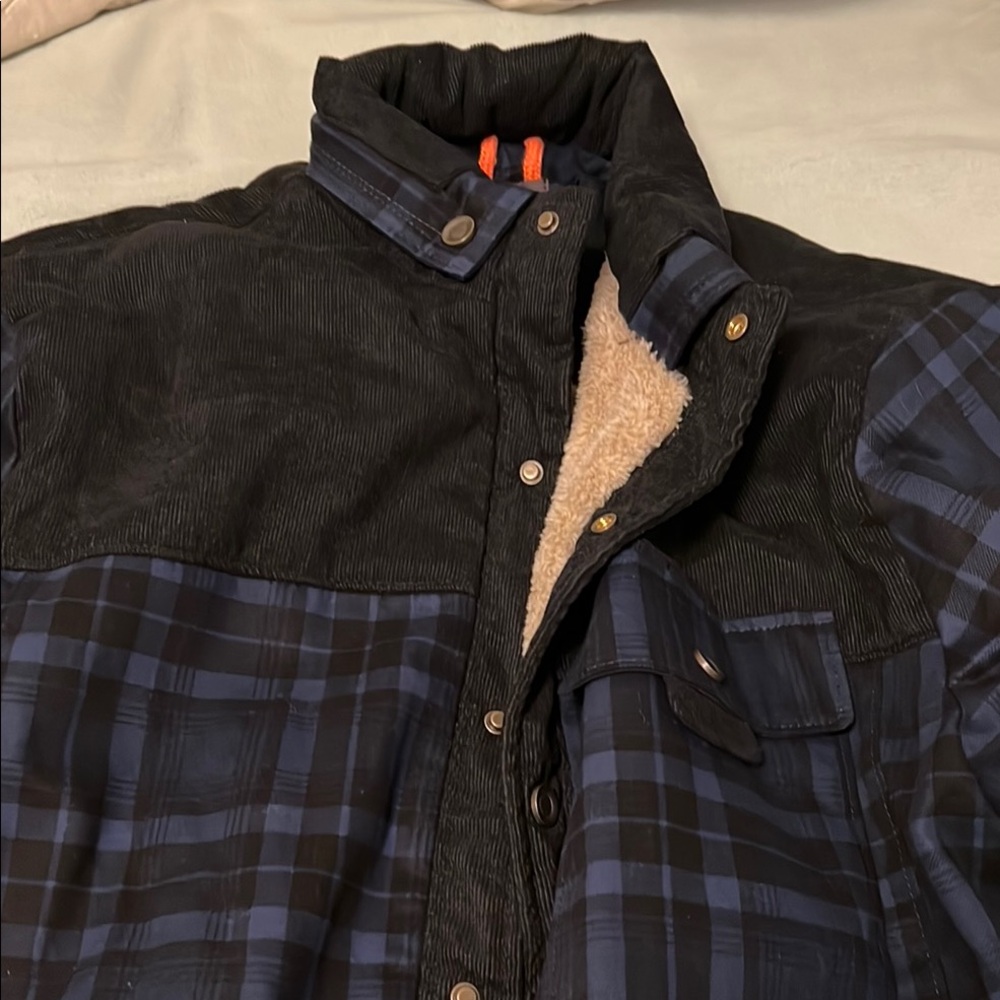 Men's Black and Blue Plaid Jacket